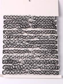 12pcs/Set Women Gothic Style Colorful Simple Choker Necklaces, Fishline Hollow Collar Necklace Set, Suitable For Daily Wear And Parties - Multicolor - View 3