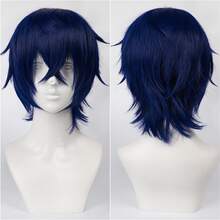 Karida 14-Inch Synthetic Fiber Cosplay Wig With Bangs, Layered Straight Hair, Unisex Cosplay Wig, High Density, Natural-Looking Cosplay Wig For Men And Women