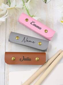 Custom Name Pu Leather Drumstick Case, Personalized Musician Accessory, Customized Drum Stick Storage Pouch, Customizable Gift For Drummers, Valentine'S Day, Stylish Band Accessory, Thoughtful Present For Birthdays, Performances, Special Occasions - Style B - View 6