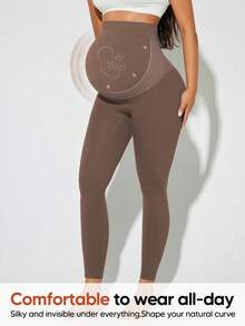 Maternity Leggings, High Waist Design, Buttery Soft, Suitable For Sports, Yoga And Various Occasions Spring - Coffee Brown - View 4
