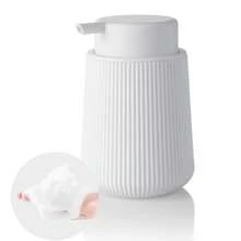 1pc Striped Foam Soap Dispenser, Luxury Style Bathroom Kitchen Pump Bottle, Refillable - one-size - View 13