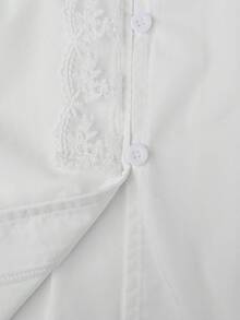 ii Loose Peter Pan Collar Long Sleeve Shirt White Spring - White - View 9