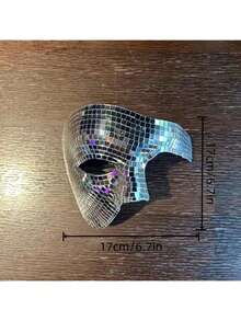 优雅反光迪斯科半脸面具，闪亮马赛克镜面 - 男女通用面具，适合独立日派对和家居装饰，高品质表面处理，适合庆祝活动和时尚装扮，时尚配饰，复古半脸面具，节日面具