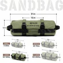 Sandbags For Working Out, Adjustable Sand Bags For Weight Training With Handles - ArmyGreenL50125Lbs - View 6
