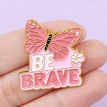 1pc Pink Quote Series Brooch, Unique Enamel Lapel Pin - Lovely Badge For Backpacks And Clothes, Valentine's Day Pink Gift - Pink - View 10