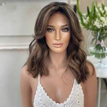 Ombre Blonde Brown Synthetic HD Lace Front Wig Short Wave Bob Natural Preplucked Hairline With Baby Hair Cosplay Party Daily Wear - Multicolor - View 4