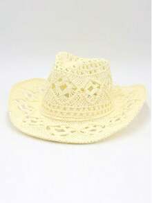 1顶男女通用巴拿马草帽，饰有串珠镂空装饰，时尚透气，适合日常佩戴、海滩、露营、主题公园、派对等场合。（帽链可定制） - MZ197+ML43 - 查看 18