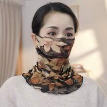Lightweight Summer Sun Protection Face Mask, Ear-Hanging Face Veil, Scarf, Neck Gaiter, Printed Headband