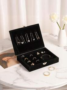 1个无窗首饰盒，时尚女孩及女士首饰收纳盒，多功能植绒首饰盒，柔软植绒设计防止刮伤，旅行及邮轮出行理想之选，大容量双层首饰盒，浴室收纳盒，储物盒，橱柜整理盒，生日礼物，情人节礼物，结婚礼物，母亲节礼物，返校礼物，复活节礼物，新年礼物 - 多色 - 查看 15