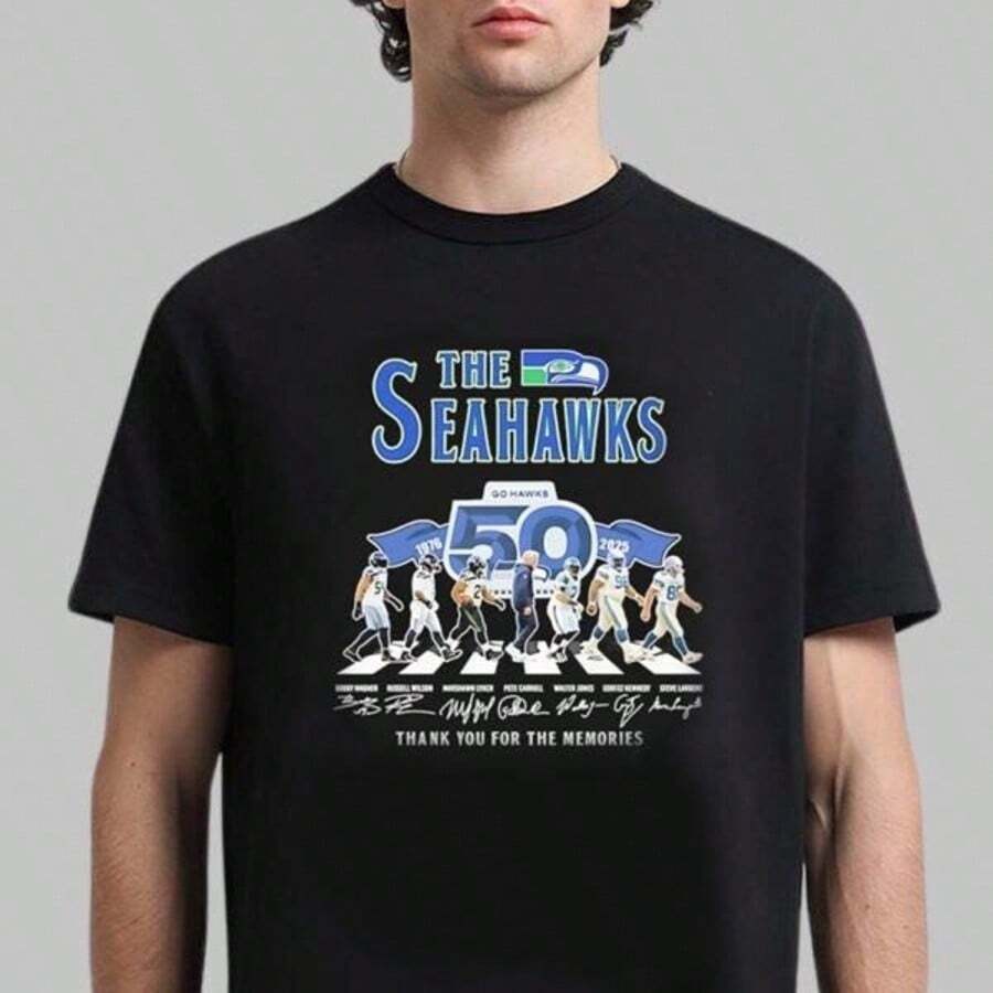 Seattle Seahawk 50th Anniversary 2025 Unisex T Shirt_7488667953 - màu đen - Xem 1