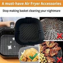 1/2个方形空气炸锅硅胶锅可重复使用空气炸锅内衬烤箱烘焙托盘家用厨房空气炸锅配件 7.67''x6.49''x1.96'' - 矽膠氣炸鍋內襯 - 查看 8