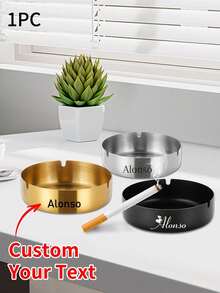 Customized Stainless Steel Ashtray, Can Be Engraved With Name, Phone Number, Company Name - Promotional Gift, Portable Silver Ashtray, Suitable For Bars, Graduation Ceremonies, Party Favors, Creative Gifts And Promotional Customization, Ideal Gift For Dad, Grandpa, Husband, Father, Boyfriend - Multicolor - View 6