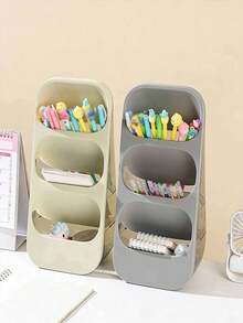 2pcs Multi-Functional Makeup Storage Box, Drainage Cutlery Organizer, Large Capacity Countertop Storage Rack, Suitable For Kitchen, Vanity, Bathroom, Bedroom, Office Desk - Makeup Tools, Kitchen Storage, Bathroom Accessories, Valentine's Day , Makeup Room Decor,Makeup Bag,Travel Essential - 彩色 - 查看 5