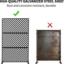 Pantalla de Privacidad Metálica para Interiores y Exteriores - Biombo Decorativo de 3 Paneles con Base, Cerca de Acero para Balcón, Patio y Jardín - 44 x 72 pulgadas - Ver 6