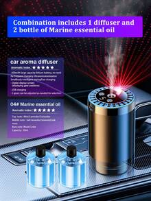 1个50毫升智能车载香氛扩散器 - USB充电，带变色LED灯和星空投影（6种香味），也适用于家居空气清新剂/卧室精油扩散器/酒店香薰扩散器 - 多香型 - 查看 23