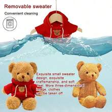Teddy Bear Hoodie Plush Toy - Ultra Soft & Cuddly Stuffed Animal, Perfect Gift For Kids, Boys & Girls (Birthday, Christmas) - 紅色 - 查看 6