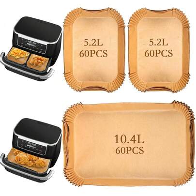 180PCS Air Fryer Liners For Nin Ja Foodi FlexDrawer AF500UK10.4L/Duronic 9L AirFryer/Instant Versazone Dual 8.5L, Air FryerAccessories Disposable Parchment Paper ForAir Fryer
