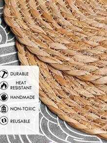 1个加厚编织圆形隔热垫，天然手工葫芦形乡村风格餐垫，家居装饰厨房配件，适用于婚礼派对情人节家居装饰 - 彩色 - 查看 5