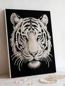 New Pearl Painting White Tiger Theme Frameless DIY Diamond Painting Kit, Suitable For Bedroom Decor, Living Room Wall Art, Room Decoration, Artwork, Friend's Birthday Gift, Christmas, New Year, Valentine's Day, Holiday Gift, Full Of Innovative Creativity. - Multicolor - View 9