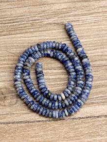 天然石晶椭圆算盘珠，用于珠宝制作，190颗6*2mm天然白石英和绿东陵玉珠，适合制作珠宝、DIY时尚手链和项链，以及作为男女礼物。 - 彩色 - 查看 24