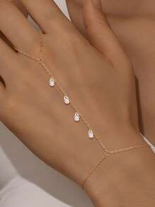 1件925纯银经典吊坠，镶嵌立方氧化锆，可连接指环手链，精美首饰，适合女性日常、约会、度假、婚礼、派对、节日等场合佩戴，是馈赠佳品。 - 金色 - 查看 1