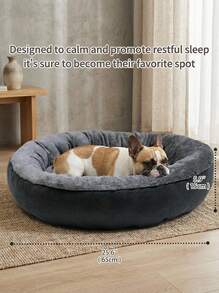 PETSIN 1 Plush Warm And Thickened Circular Pet Nest, Suitable For The Fall And Winter Pet Bed Pet Mat, Suitable For Small And Medium-Sized Dogs And Cats Cat Nest, Doghouse - Dark Grey - View 2