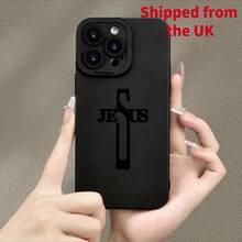 Cross Pattern Phone Case, Shockproof Phone Protective Cover, Phone Accessory Compatible With IPhone 11 12 13 14 15 16 Pro Max/Pro/Plus - Black - View 5