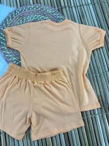 CONJUNTO MENINAS INFANTIL NUBIA REF 006 / CONJUNTO INFANTIL / CONJUNTO MENINA INFANTIL / CONJUNTO INFANTIL LANÇAMENTO / ROUPA INFANTIL / MENINA - LARANJA CLARO - Visão 2
