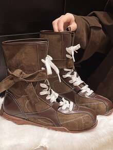 女士棕色工装靴，耐用建筑靴，防滑工地鞋，适合各种日常活动 - 咖啡棕 - 查看 6