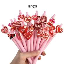 10支/5支装情人节系列创意圆珠笔，书写流畅。适用于学校用品、办公文具、节日派对礼物和情人节礼物。 - 黑色 - 查看 12