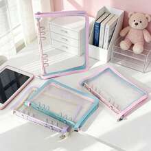 A5/A6 Multi-Color Zipper Binder, Refillable Pages, Suitable For School, Office, Planner, Travel Photo Album, Note-Taking, Creative Writing, DIY Scrapbook, Memo Pad, Travel Journal, Cash/Check Holder School Supplies - Multicolor - View 11