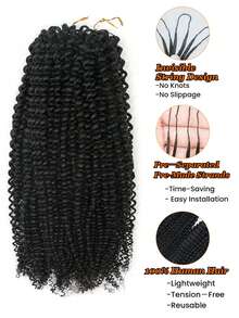 Afro Kinky Curly Crochet Feather Braids Human Crochet Hair In 100% Remy Human Hair Micro Pre Looped 50g Boho Crochet Human Hair Extension Feather Line Afro Kinky Curly Seamless Invisible For Thin Hair Woman - Natural Black - View 9