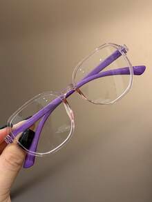 1 pieza Gafas cuadradas de moda con bloqueo de luz azul, coloridas y lindas para niños, adecuadas para lectura diaria, salidas, regalos, accesorio de gafas con lentes transparentes para volver a la escuela, casual, adecuado para niños y niñas, vida diaria, lectura, TV, juegos, teléfonos inteligentes, gafas de moda, accesorios fotográficos - transparente - Ver 15