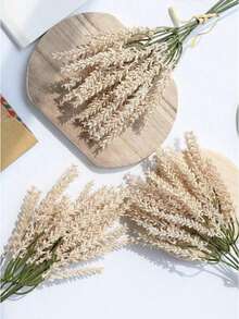 6件套人造麦秆花装饰，包括麦秆花、人造谷物草花、春季装饰、家居装饰、丰收季仿真花束、人造小麦植物装饰、小型谷物配件草 - 彩色 - 查看 1