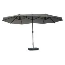Double Parasol With Base, Crank, Dark Grey, Oval, 460 X 270 X 240 Cm