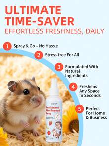GJYC PET 3.38 Fl Oz Small Animal Cage Odor Eliminator Spray, Suitable For Rabbit, Hamster, Guinea Pig, Ferret, Gerbil And Pet Rodent Cages, Enclosures And Habitats - Multicolor - View 4