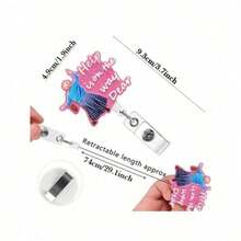 1pc Acrylic Bling Retractable Badge Reel, Belt Clip Retractable Name Badge Holder For Nurse Doctor S - Multicolor - View 2