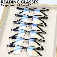 cabecade 4副时尚长方形老花镜，轻巧经典设计，男女通用，舒适阅读体验，度数范围从+1.0到+4.0 - 透明的 - 查看 2
