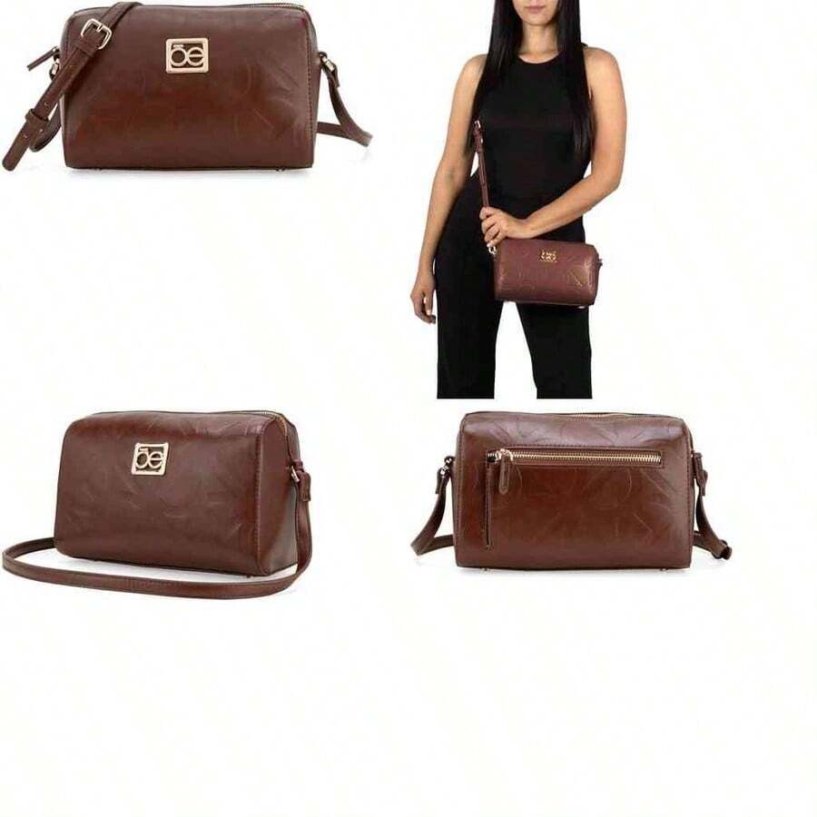 Cloe - Bolsa Crossbody Monograma Troquelado para Mujer - Cafetería - Ver 1