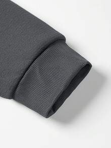 Men's Solid Color Long Sleeve Zip-Up Collar Thermal Lined Casual Hoodie Jacket, Autumn/Winter - Grey - View 6