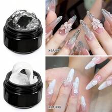 MEET ACROSS 2pcs 15ml Clear White Non Stick Hand Extension Gel Nail Polish Set With Flower Molds Sculpting Brush For 3D Shaping/Sculpting/Carving, Nail Art Solid Milky Jelly Hard Gel For Fake Nail Carving Flower Nail Art Acrylic Gel Varnish Rhinestone Glue Gel Easy To Operate Manicure For Home And Slaon Nail Supplies Nails - 彩色 - 查看 5