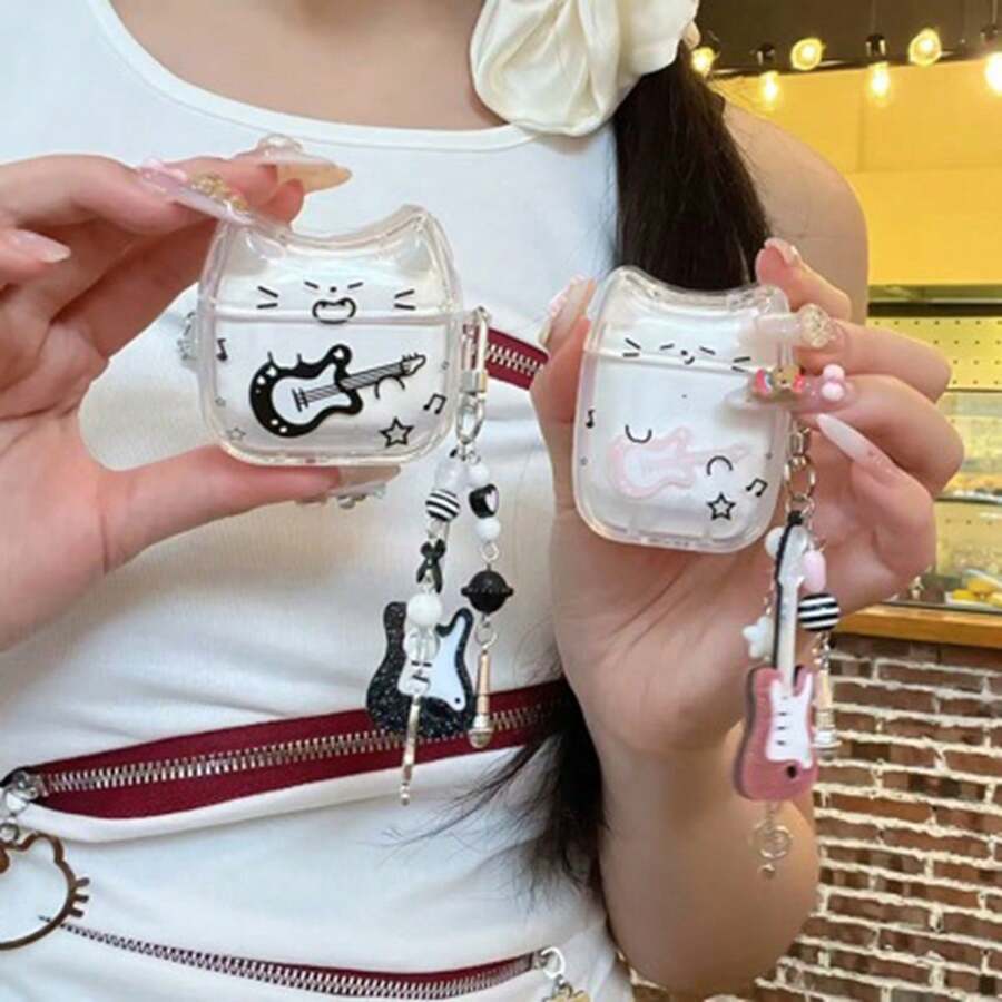 1 套全新可爱猫咪造型无线蓝牙耳机保护套，兼容苹果 Pro 第三/四代 - 彩色 - 查看 1