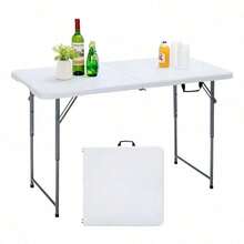 Mesa Plegable Portátil 1.2 Metros Exterior Jardín Multiusos Color Blanco - Blanco - Ver 3