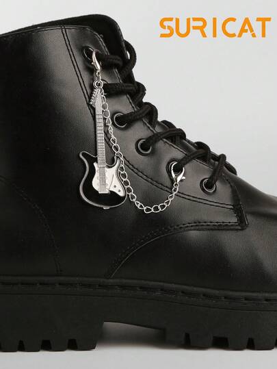 Suricat 1 st skokedja i grunge-stil med punkgitarrhänge, lämplig för vardagsskor, sneakers, tygskor, stövlar, gör-det-själv-skodekoration, avtagbar och återanvändbar, stöveltillbehör