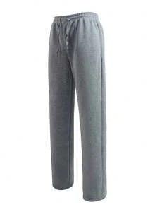 Men's Fleece-Lined Jogger Sweatpants | Side Pockets, Drawstring Elastic Waist & Ankle Cuffs - Cozy Winter Essential,Men's Gift, Valentine's Day Gift - 淺灰色 - 查看 3