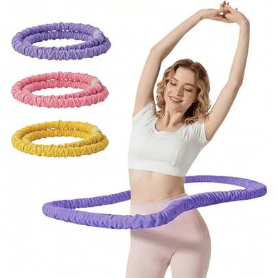成人可折叠加重健身圈 - 柔软材质，轻松燃烧卡路里，塑造腰部线条，防夹设计，居家/旅行/普拉提皆宜，便携式无限循环健身圈
