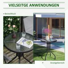 Round Garden/Balcony Table Ø60 X H70 Cm Made Of Metal With Glass Top, Ideal For Garden And Balcony - Black - View 5