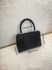 1个闪亮金属亮片翻盖手拿包，优雅晚宴包，适合派对、婚礼、舞会、新娘场合 - 黑色 - 查看 7