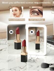 LED Makeup Mirror, Lighted Makeup Mirror, Portable Mini Makeup Mirror, USB Rechargeable LED Lighting Travel Makeup Mirror, Dimmable Makeup Mirror With 3 Color Lighting Modes - White, Natural, Warm, Touch Screen Brightness Adjustment, Multifunctional Vanity Mirror For Dorm, Travel, Makeup, Office, Bedroom, Best Gift For Women On Valentine's Day/Mother's Day (Battery Capacity: 400mAh) - Multicolor - View 9