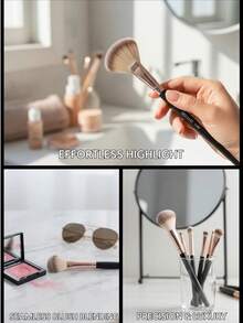 OEIEZ Professional Blush Brush, Soft Synthetic Hair Brush For Women, Face Highlighter, Contouring, Foundation, Blush, Highlighter Makeup Brushes - Multicolor - View 4